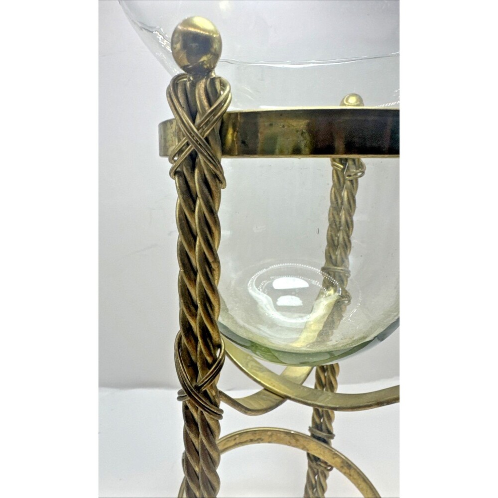 VTG Glass Vase with Intricate Brass Plate Holder Decorative Decor Home candle - Picture 3 of 8